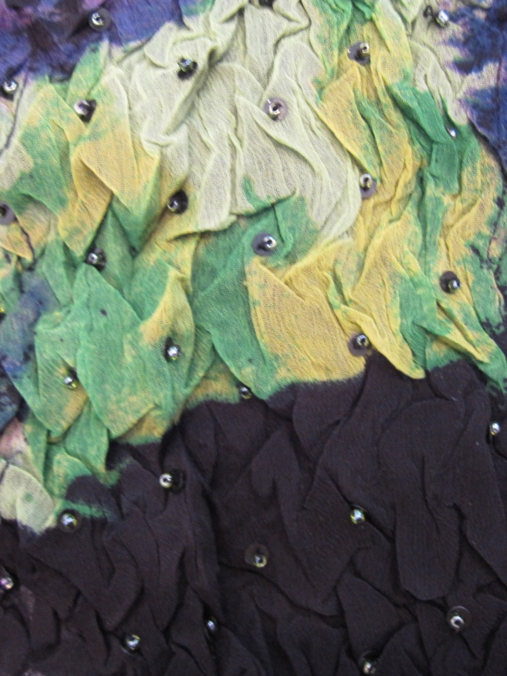 Vintage multicolor beaded blouse lace up size large alberto makali polyester - Picture 4 of 5